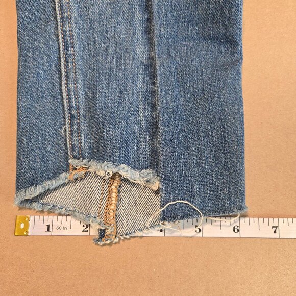 Express Two Tone Raw Hem Mid Rise Girlfriend Jeans - Picture 12 of 12